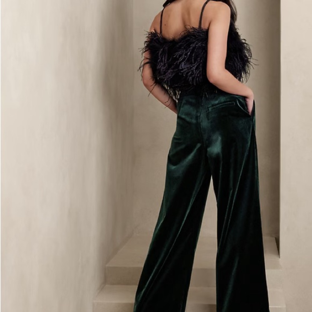 Velvet wide leg pants